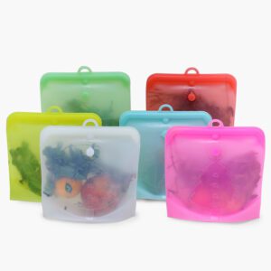 Reusable silicone large bags with 6 colors| food storage silicone bags