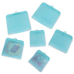 Reusable ziplock food bags with 3 size (2 small, 2 medium, 2 Large)
