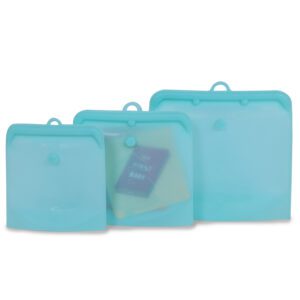 Reusable ziplock food bags with 3 sizes( small, medium, large) (Blue)